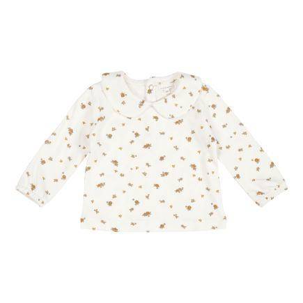 Shirt met lange mouwen en ronde kraag White Blossom, maat 80 | Little Dutch