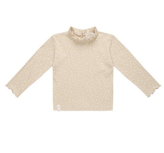 Top met lange mouwen en ruchekraag "Tiny Leaves" maat 74 / 80 | leevje
