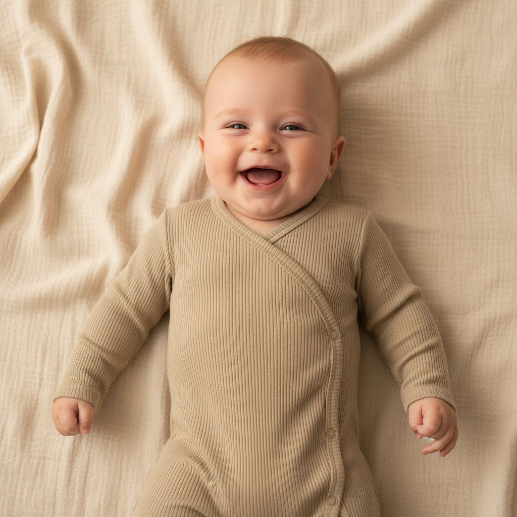 Wickelstrampler Oliv, Größe 62/68 | Little Dutch