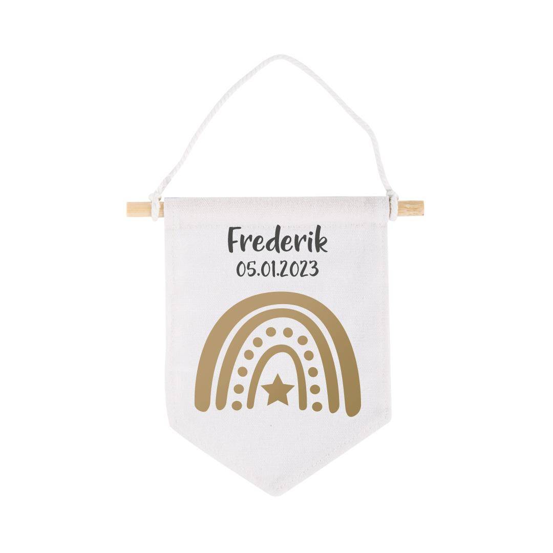 Stoffen wimpel met naam 14x14 cm | Schmatzepuffer