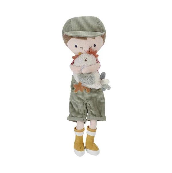 TOP DEAL - Kuschelpuppe Bauer Jim mit Huhn 35 cm | Little Dutch