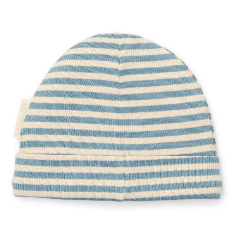 Baby Hat Stone Blue Stripe - Size 2 - 3-6 Months | Little Dutch