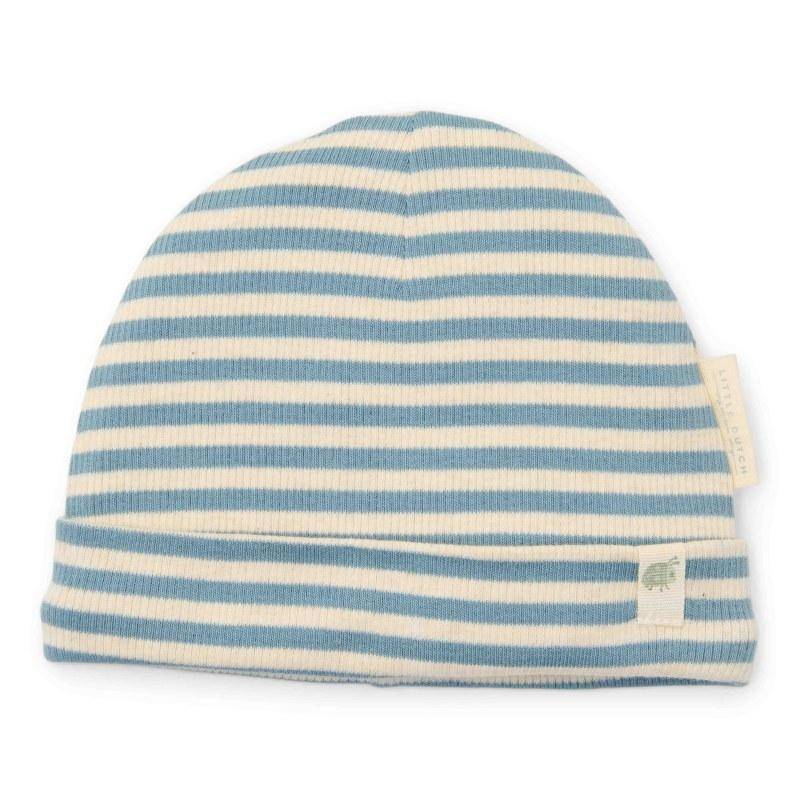 Baby Hat Stone Blue Stripe - Size 2 - 3-6 Months | Little Dutch