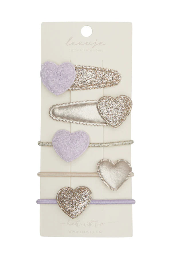 Haarspangen 'lavender teddy and heart mix' | Leevje