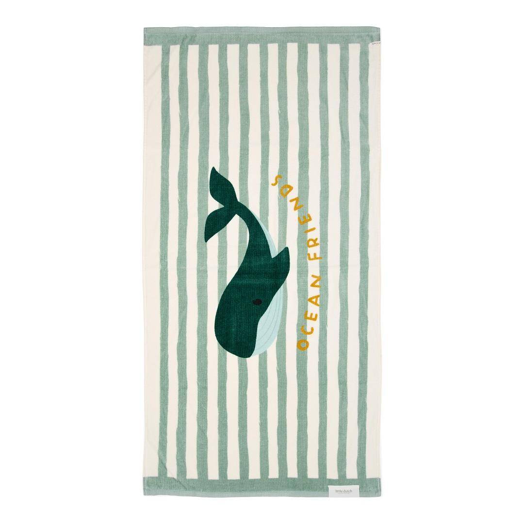 Bath towel Seashells and Stripes Surf Blue | Little Dutch