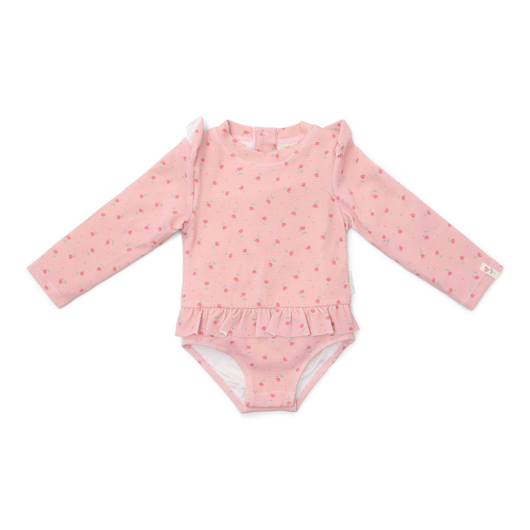 Sunny Flowers Blush badpak met lange mouwen | Little Dutch