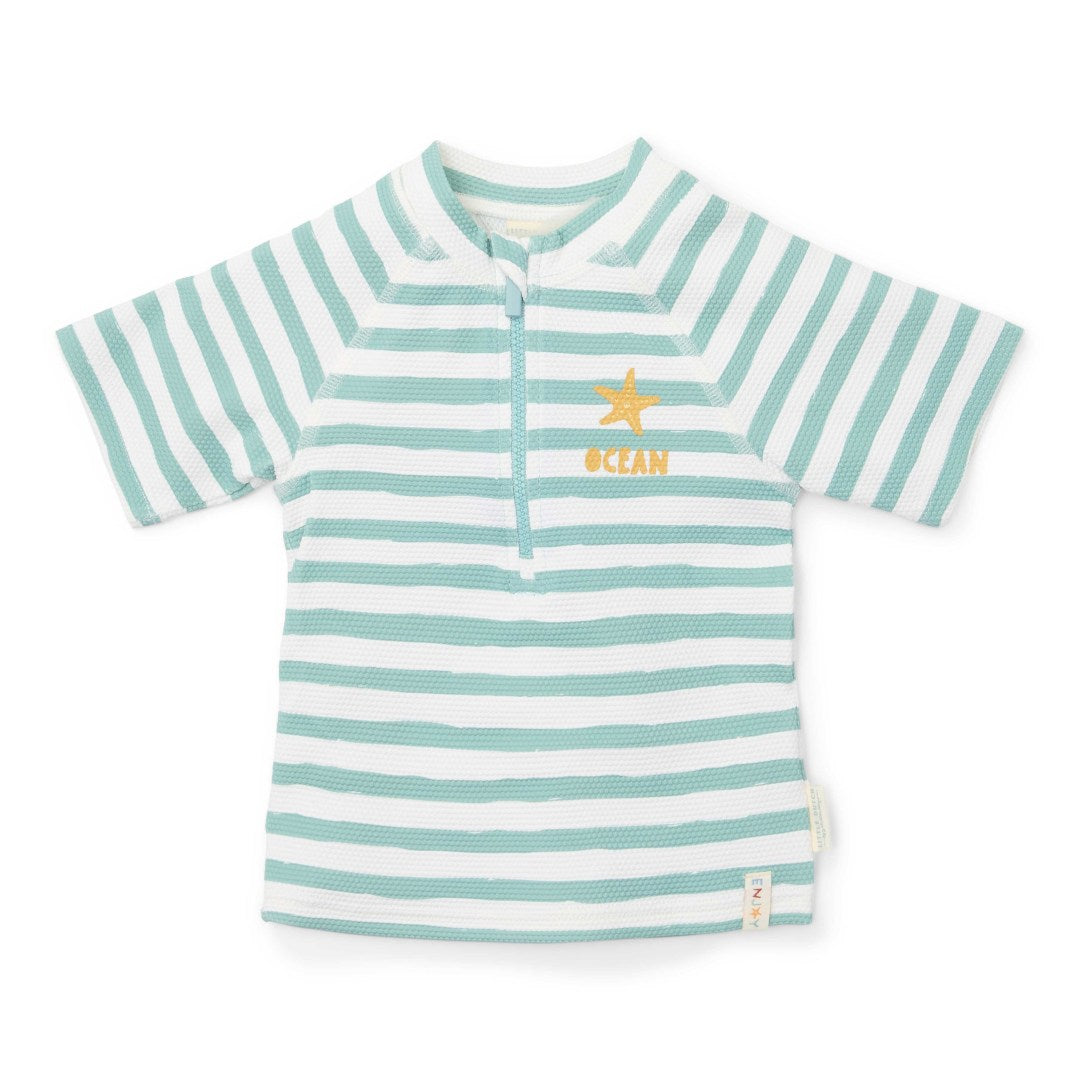 Kurzärmeliges Schwimmshirt  Stripes Surf Blue | Little Dutch