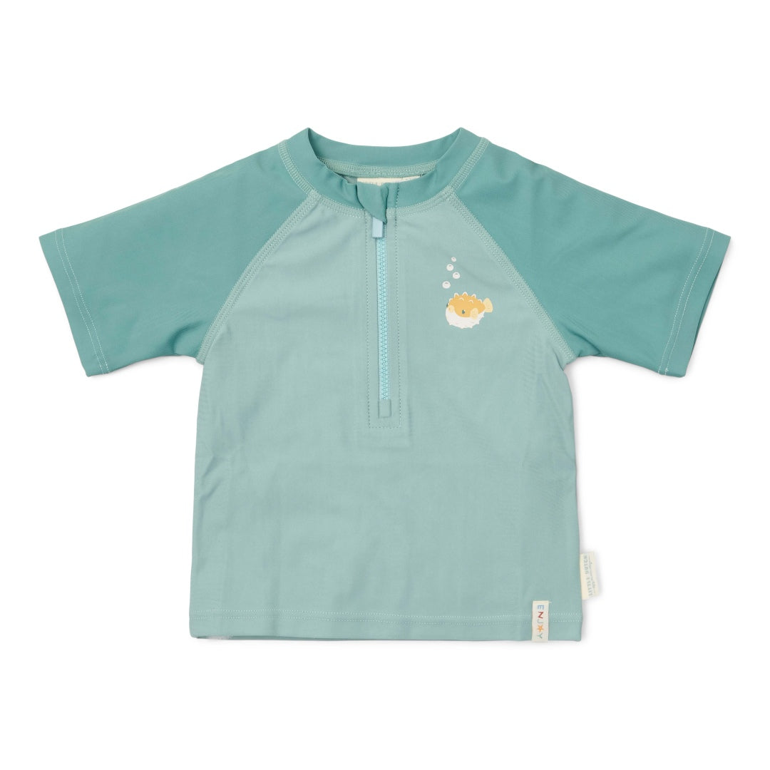 Kurzärmeliges Schwimmshirt  Seashells Surf Blue | Little Dutch