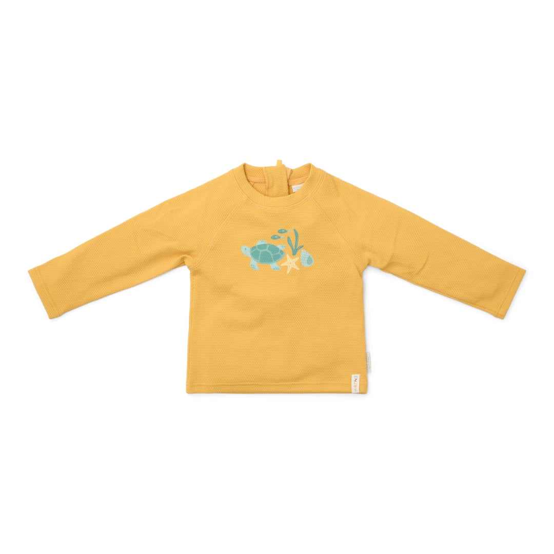 Langärmeliges Schwimmshirt Seashells Sunny Yellow | Little Dutch