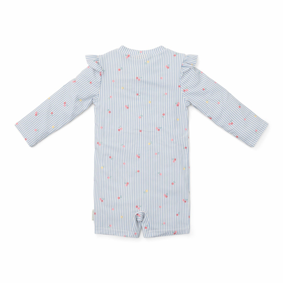 Langärmeliger Badeanzug Sunny Flowers Blue | Little Dutch
