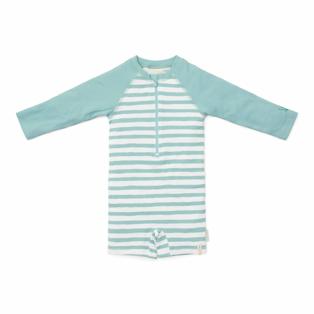 Langärmeliger Badeanzug Stripes Surf Blue | Little Dutch