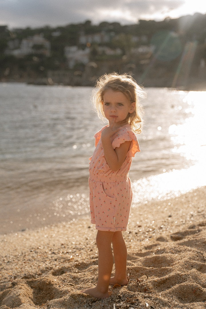 Sunny Flowers Blush Pink Romper | Little Dutch