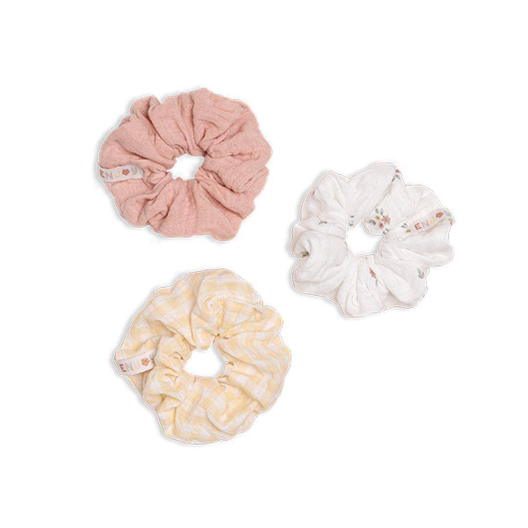 Haarelastiekjes set van 3 wit/geel/roze | Little Dutch