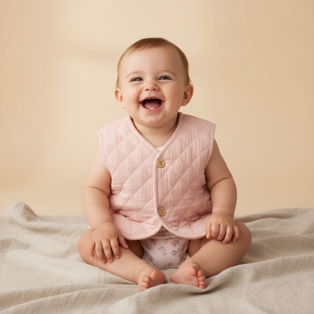 Reversible vest pink/white | Little Dutch