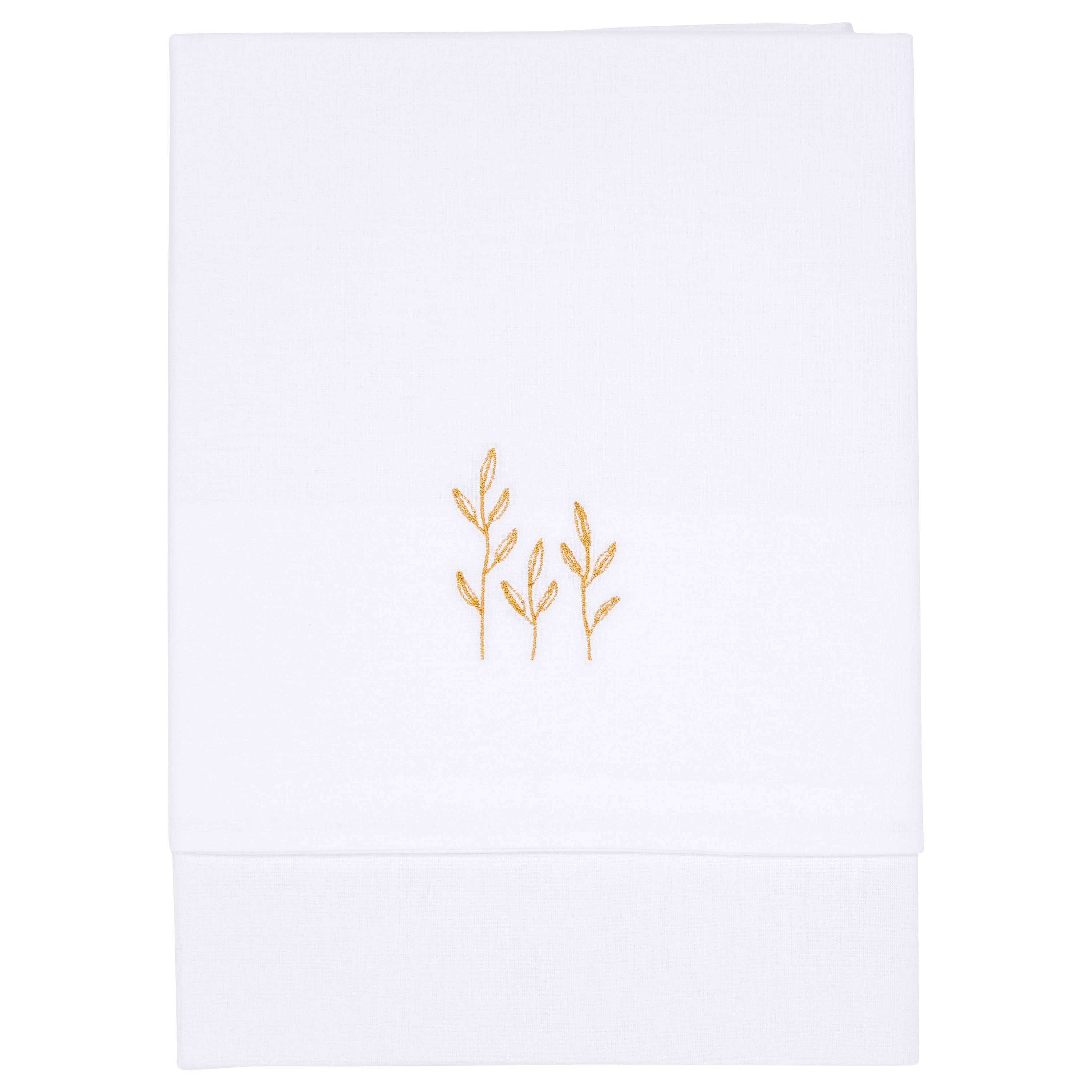 Kinderbettlaken Wild Flowers Ochre bestickt | Little Dutch