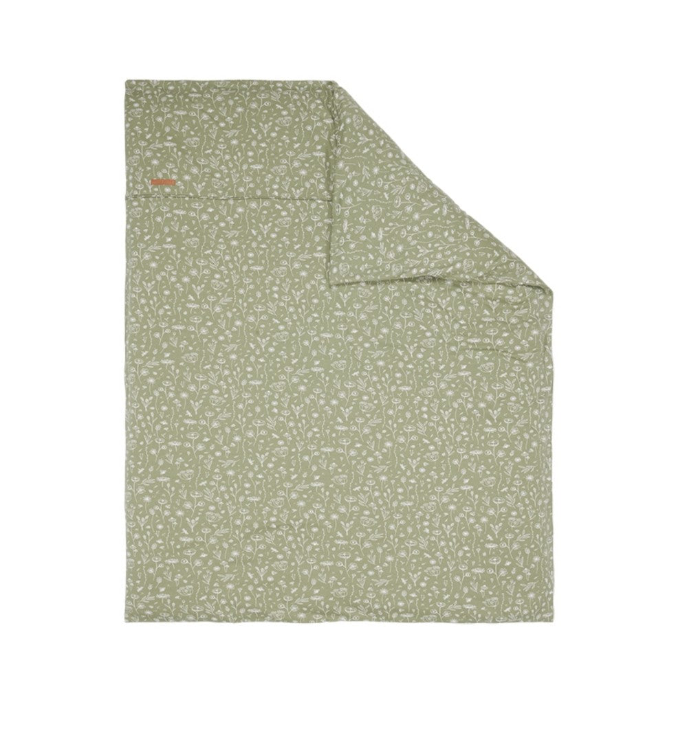 Bezug für Wiegedecke Wild Flowers Olive | Little Dutch
