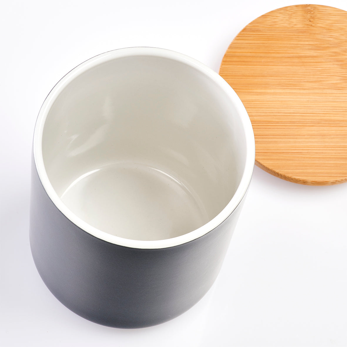 Bocal de conservation avec couvercle en bambou - 650 ml - Céramique | Zeller