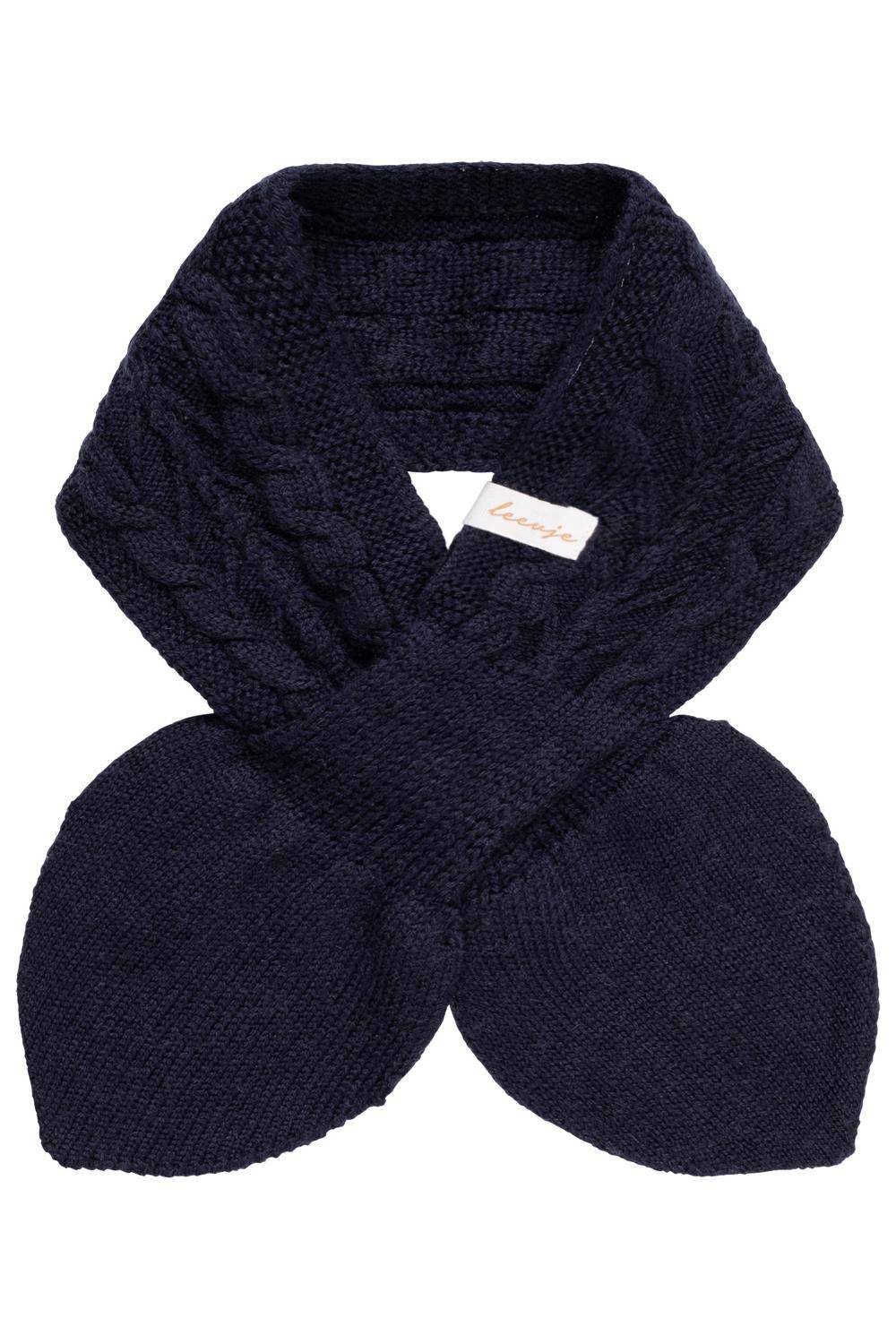 Ensemble tricot bébé : gants et écharpe en laine mérinos - bleu marine / 6-12 mois | leevje