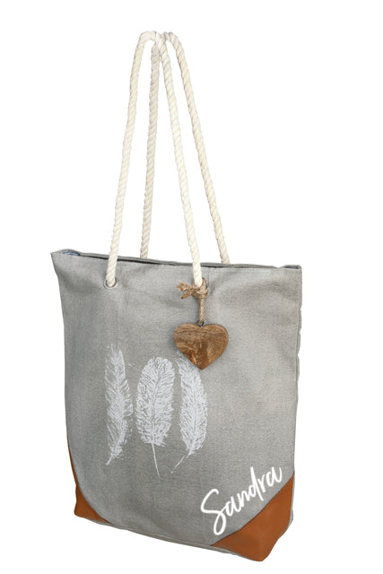 Sac à main à motif plumes, gris clair | Gilde
