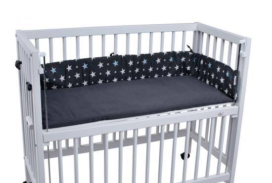 Nestchen / Einlage für Beistellbett SOPHIE GRAU STERNE 90x40 cm -Auslauf- | tiSsi®