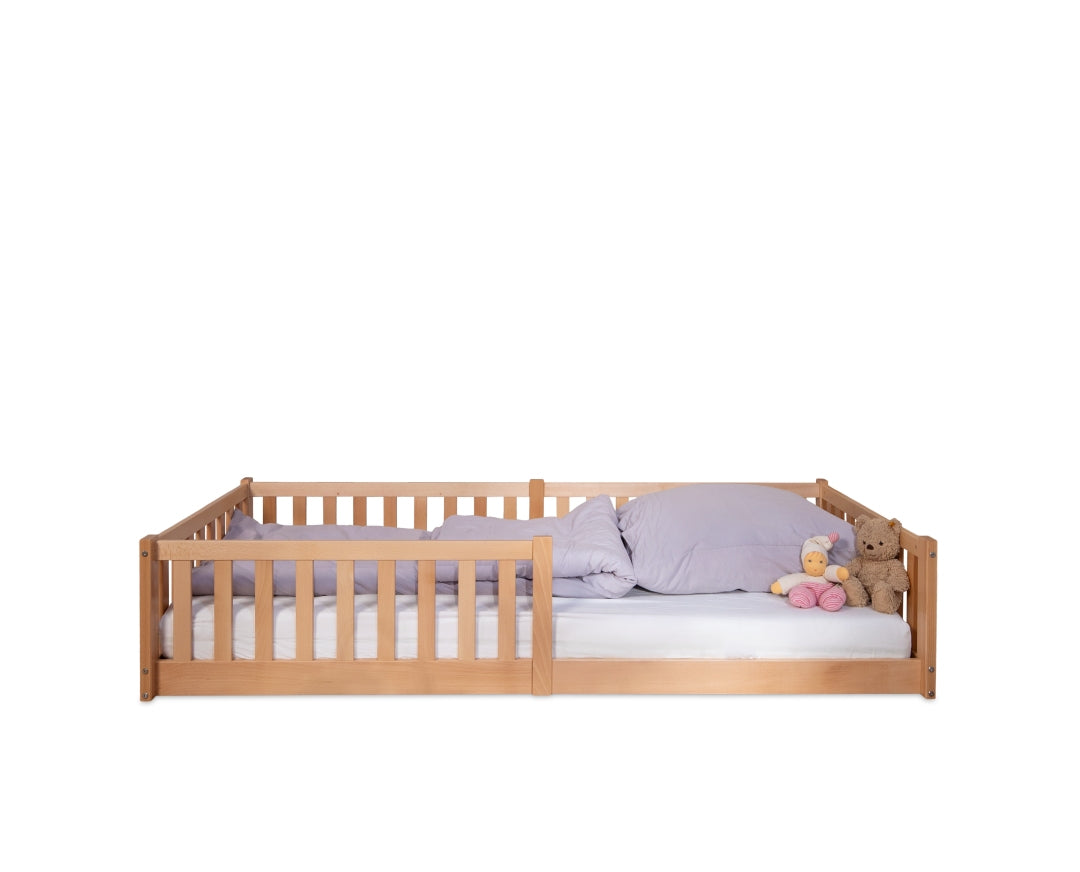 Bodenbett / Hausbett ENNO 90x200 cm Buche natur inkl. opt. Dach | tiSsi®