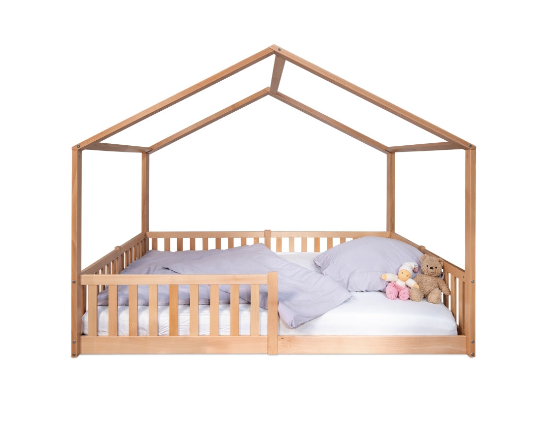 Bodenbett / Hausbett ENNO 140x200 cm Buche natur inkl. opt. Dach | tiSsi®
