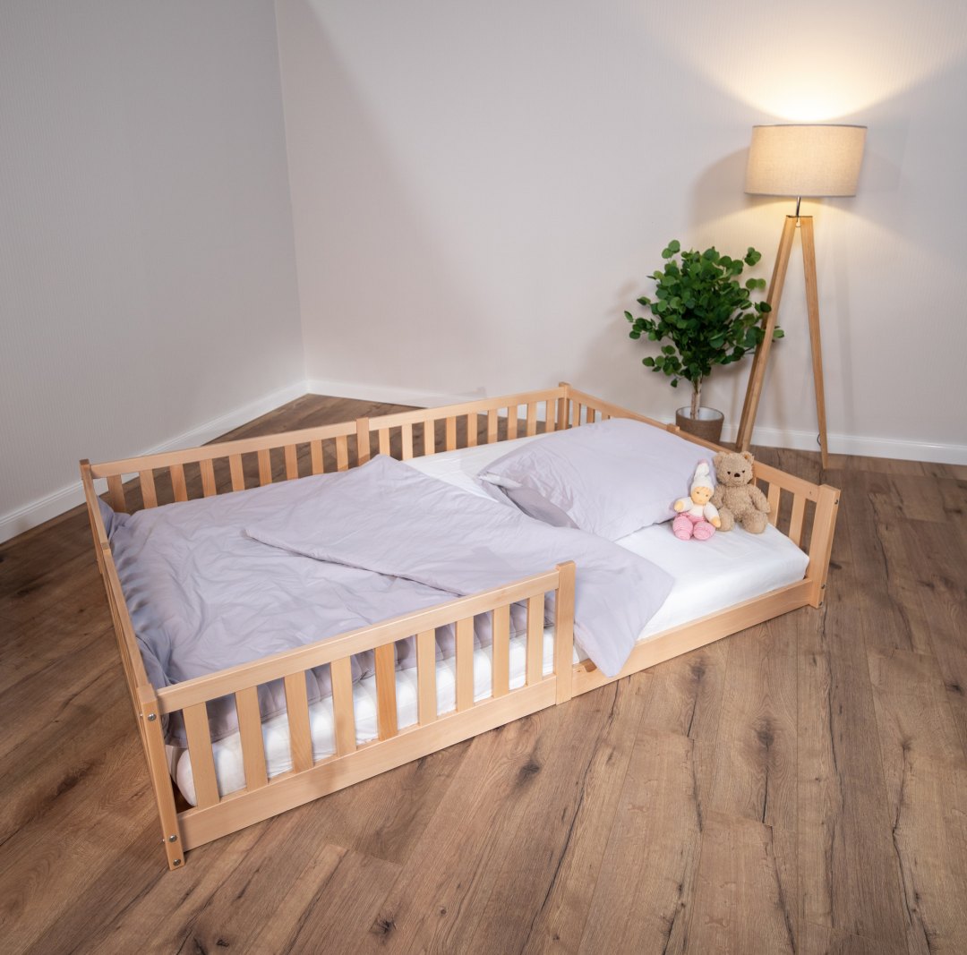 Bodenbett / Hausbett ENNO 140x200 cm Buche natur inkl. opt. Dach | tiSsi®