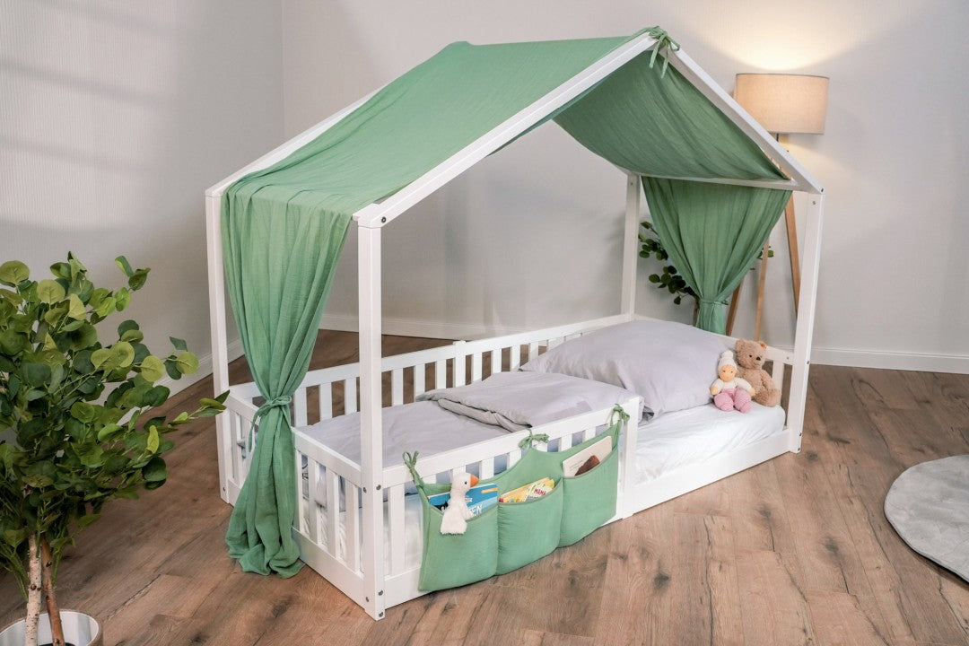 Baldachin Musselin für Hausbetten 90x200 cm grün  | tiSsi®