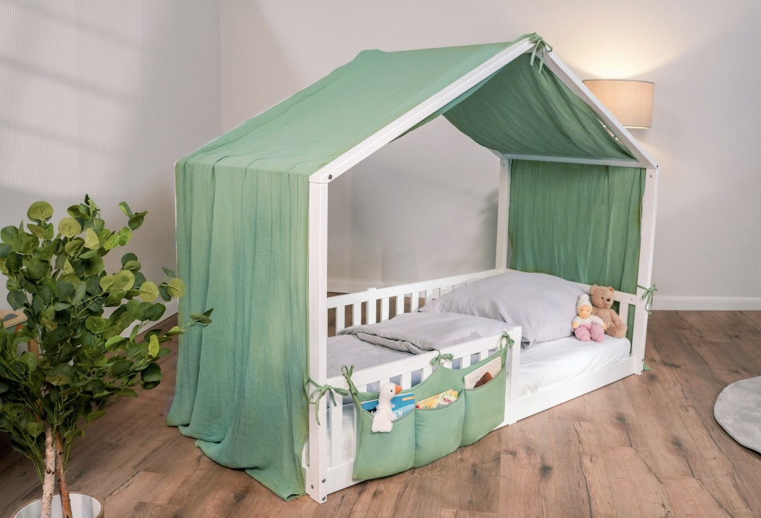 Baldachin Musselin für Hausbetten 90x200 cm grün  | tiSsi®
