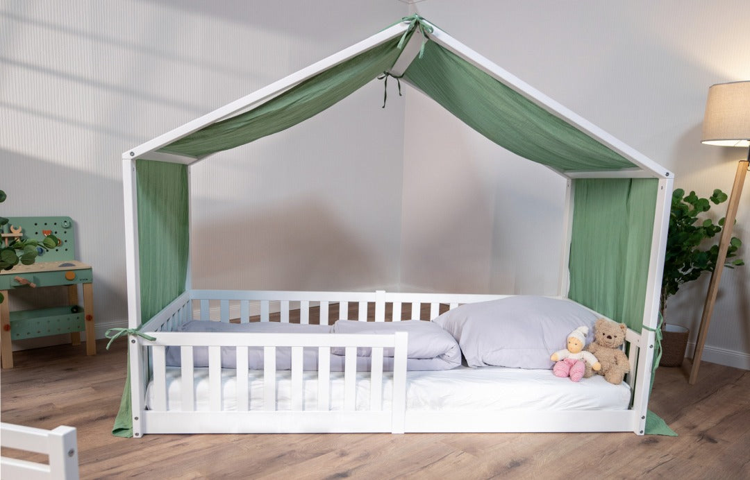Baldachin Musselin für Hausbetten 90x200 cm grün  | tiSsi®