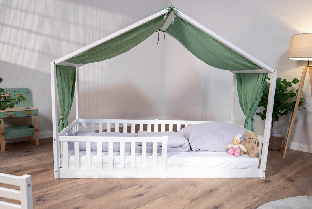 Baldachin Musselin für Hausbetten 90x200 cm grün  | tiSsi®