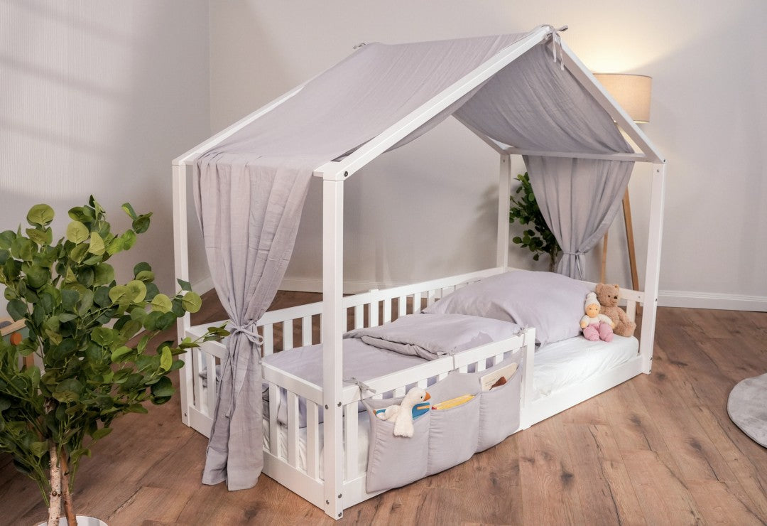 Baldachin Musselin für Hausbetten 90x200 cm grau | tiSsi®