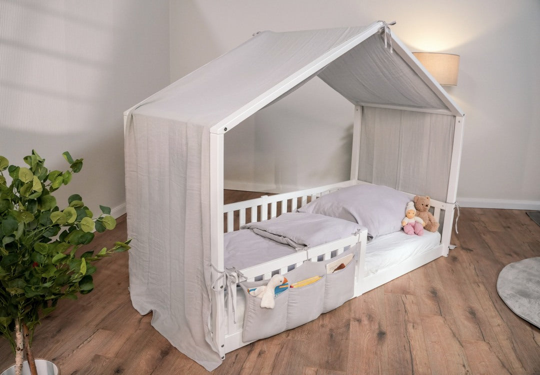Baldachin Musselin für Hausbetten 90x200 cm grau | tiSsi®