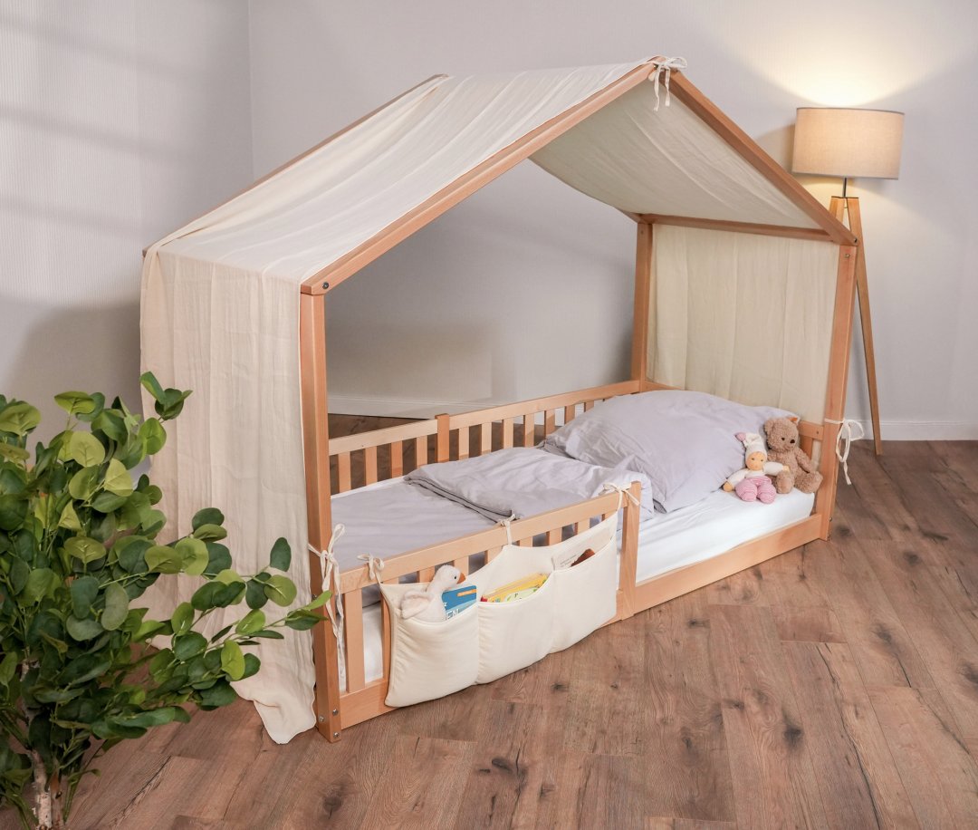 Baldachin Musselin für Hausbetten 90x200 cm creme | tiSsi®