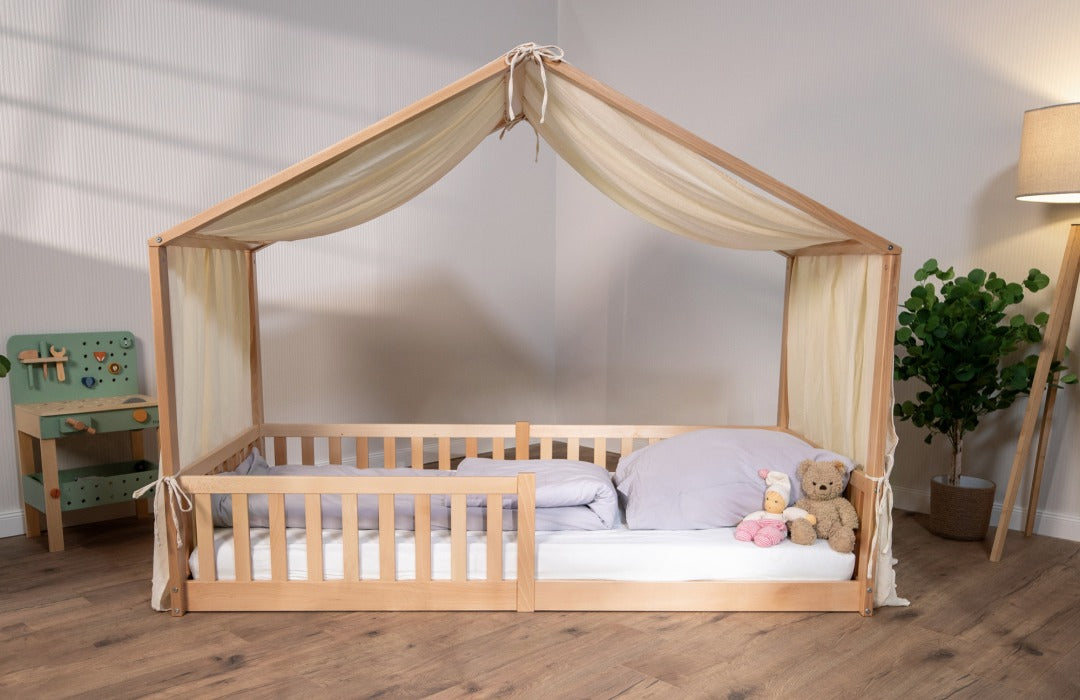 Baldachin Musselin für Hausbetten 90x200 cm creme | tiSsi®