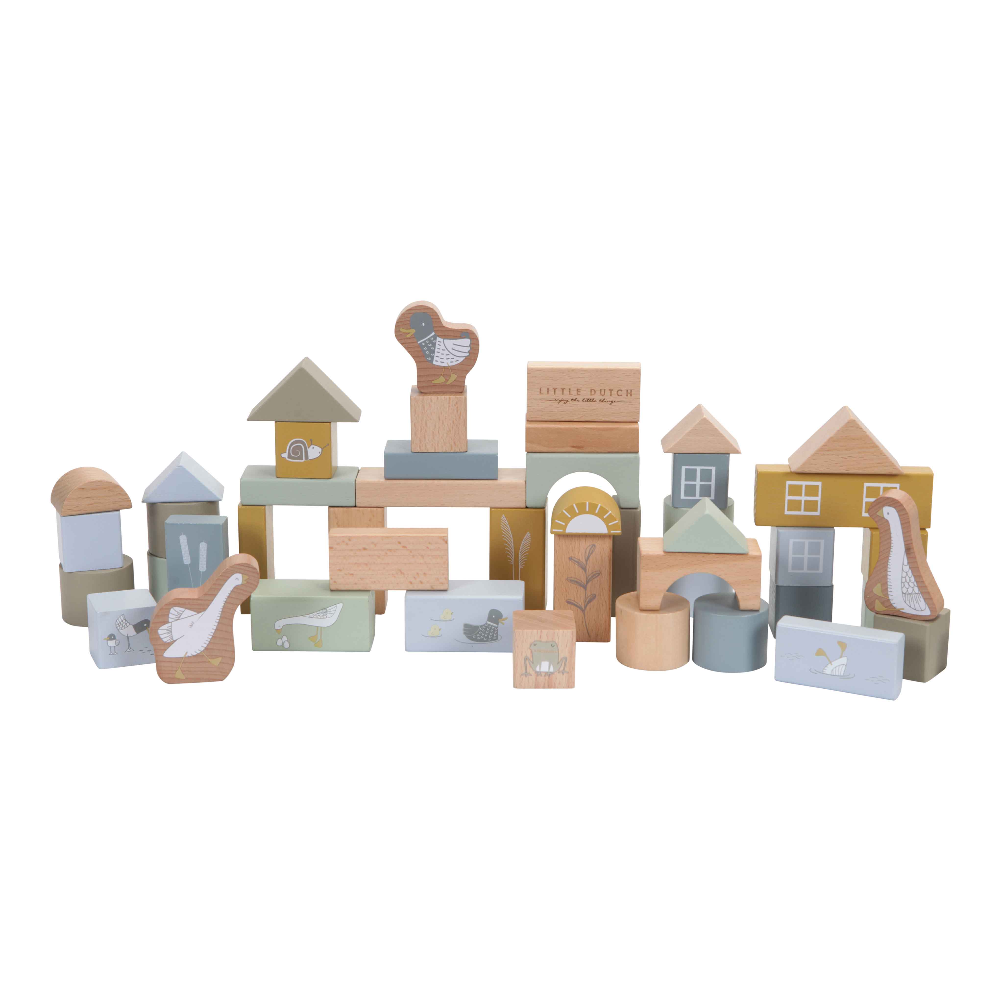 Holzbausteine in der Box Blau | Little Dutch