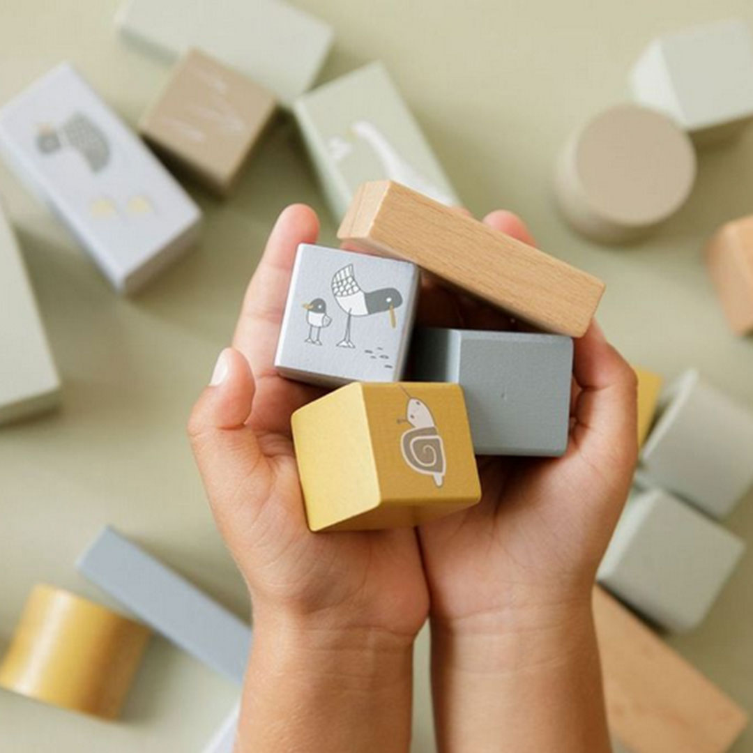 Holzbausteine in der Box Blau | Little Dutch