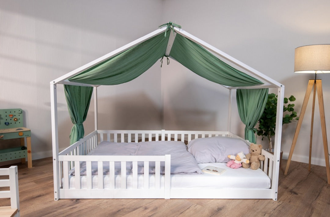 Baldachin Musselin für Hausbetten 120-140x200 cm grün | tiSsi®