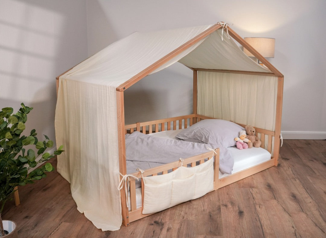 Baldachin Musselin für Hausbetten 120-140x200 cm creme | tiSsi®