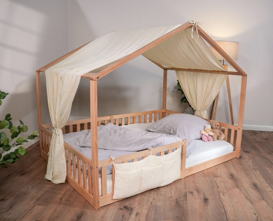 Baldachin Musselin für Hausbetten 120-140x200 cm creme | tiSsi®