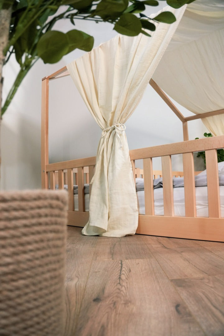 Baldachin Musselin für Hausbetten 120-140x200 cm creme | tiSsi®