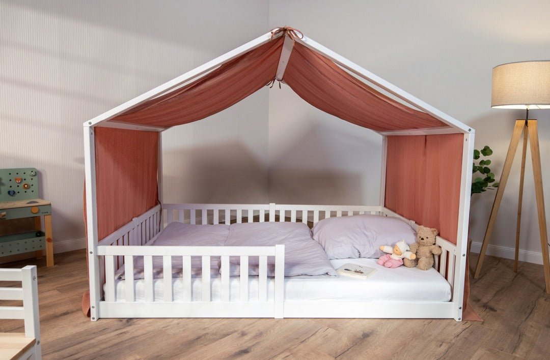 Baldachin Musselin für Hausbetten 120-140x200 cm Mokka | tiSsi®