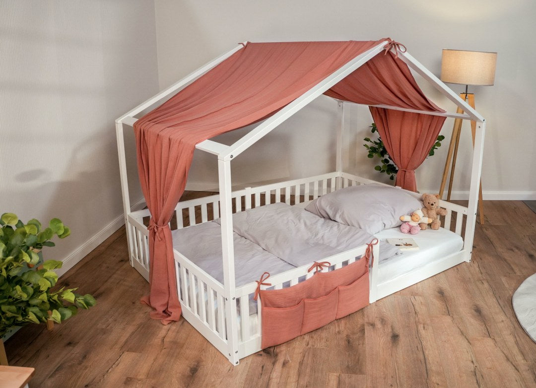 Baldachin Musselin für Hausbetten 120-140x200 cm Mokka | tiSsi®