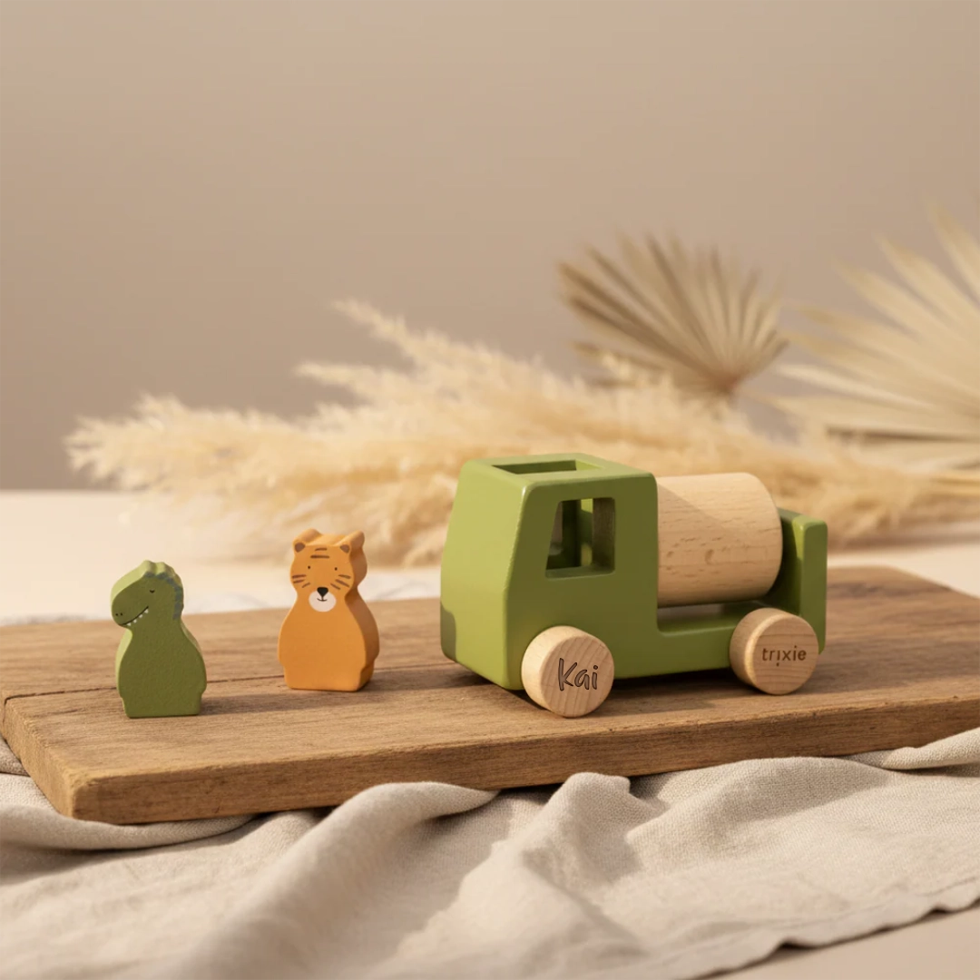 Bauwagen-Set aus Holz mit Tieren | Trixie