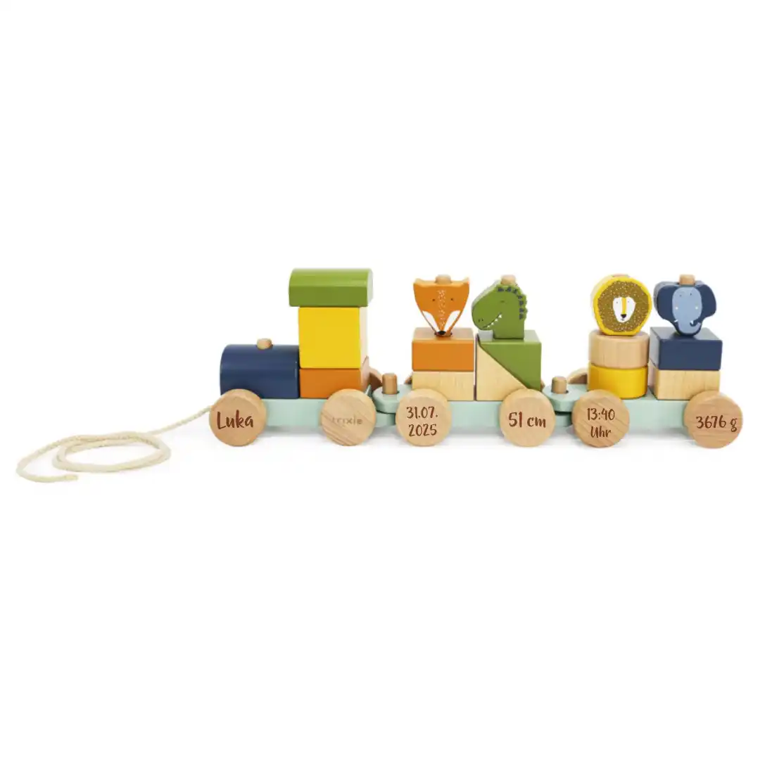 Holzeisenbahn mit Tieren - zur Geburt | Trixie