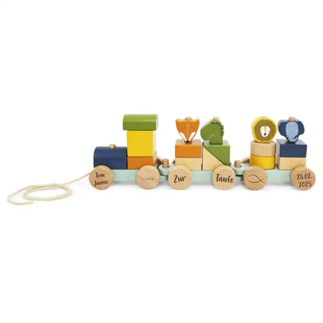 Holzeisenbahn mit Tieren - zur Taufe | Trixie