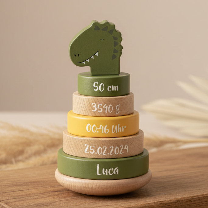 Holz Stapelturm - Herr Dino - zur Geburt | Trixie