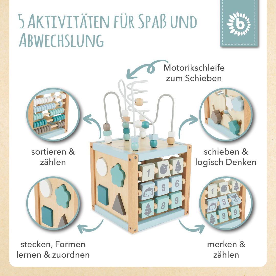 Motorikwürfel Waldtiere XXL Holz | bieco