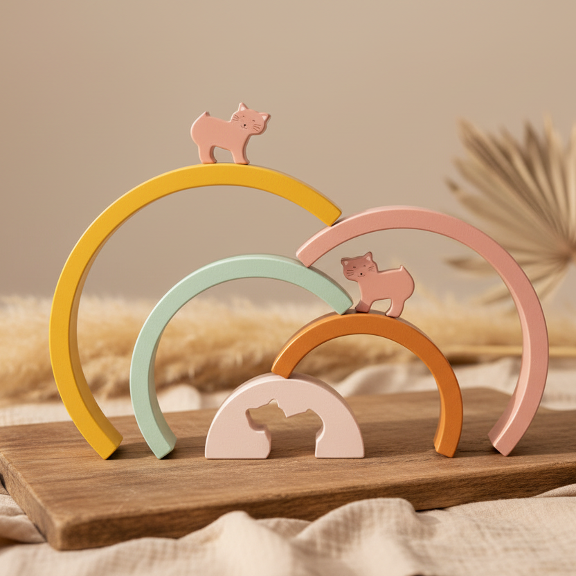 Regenbogen-Stapelspiel aus Holz - Frau Katze | Trixie