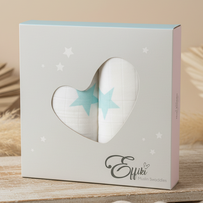 Musselintuch 2er Set 115 x 115 cm blau | Effiki